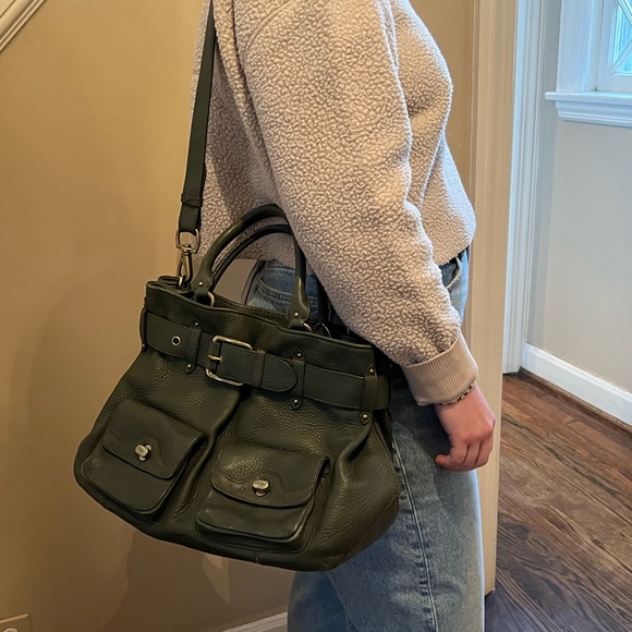 Cole Haan Medium Convertible Green Pebbled Tote - Picture 13 of 15